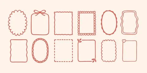Frame border shape with scallop bow and square accents for cute layout ideas Stock Illustration