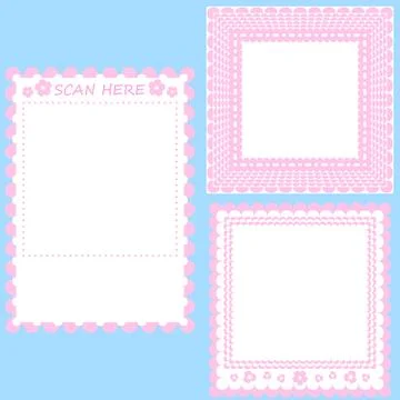 Frame border square qr code scan for retail shop cherry blossom cute white Illustrazione stock