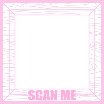 Frame border square qr code scan for retail shop cherry blossom cute wood Stock Illustration