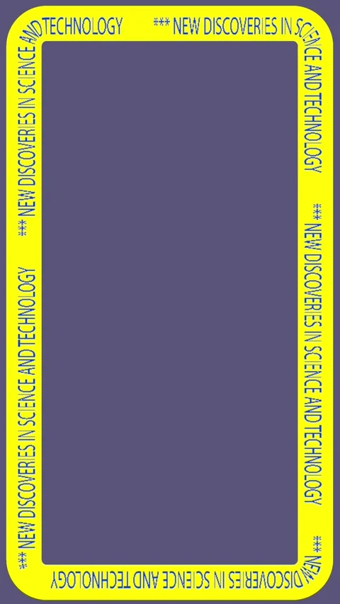  Frame border with text New Discoveries in Science and Technology. Stockbeeldmateriaal 333029644
