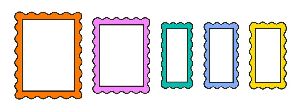 Frame border wave scallop edge kid cute pattern. Wavy fun frame scallop shape Stock Illustration