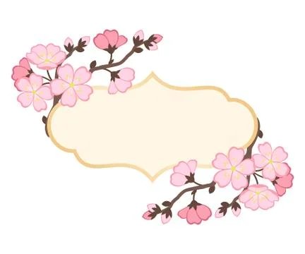 Frame with branches of cherry blossoms. Stock Illustration