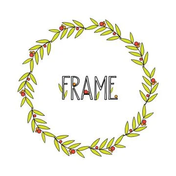 Frame branches with leaves Stock Illustration