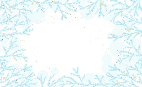 Frame, branches of spruce tree in hand drawn style with decorative elements.. Stock Illustration