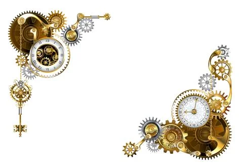 Frame with brass gears Illustrazione stock