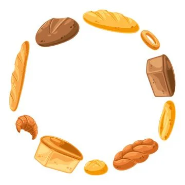 Frame with bread. Image for bakeries and groceries. Healthy food. Stock Illustration