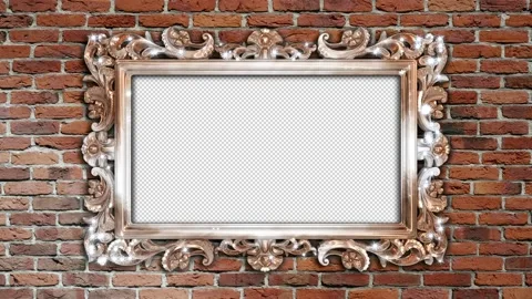 Frame on Brick Wall Alpha Channel Looped Video Stock Footage 147142866