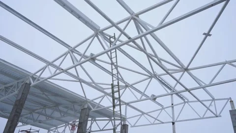 The frame of the building during construction Stock Footage 163566993