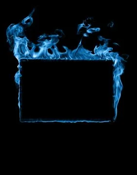 Frame burns with a blue flame Stock Photos
