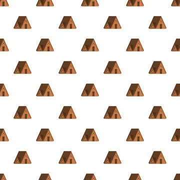 A frame cabin seamless pattern brown roof Stock Illustration