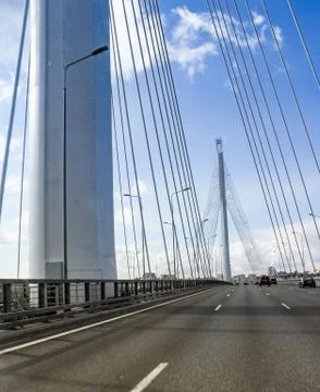 Frame of the cable bridge. Stock Photos
