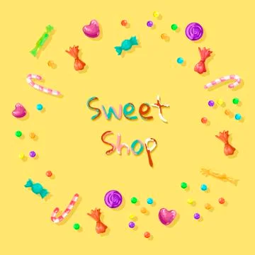 Frame with candies and sweets. Vector illustration Stock Illustration