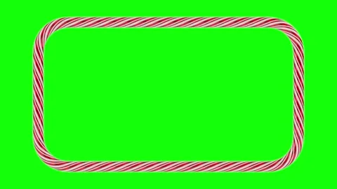 Frame from candy cane on green background. Isolated 3D illustration Stock Footage 318050522