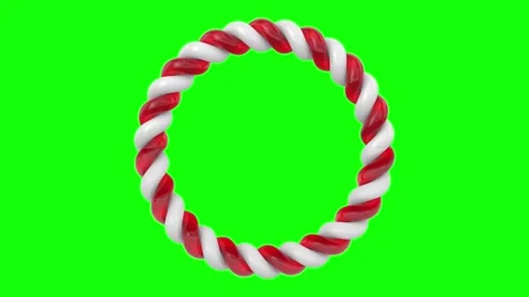 Frame from candy cane on green background. Isolated 3D illustration Stock Footage 319809728