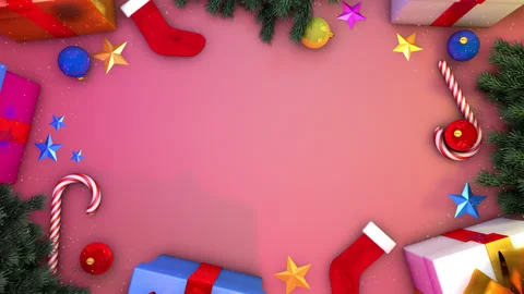 Frame With Christmas 3D Elements Stock Footage 220563956