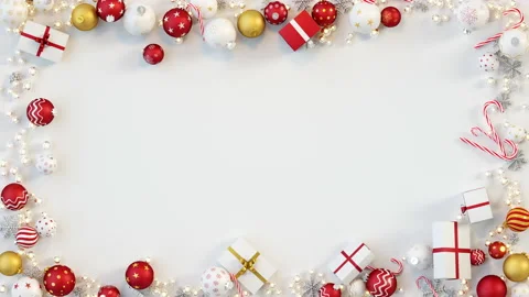 Frame of christmas decorations 3D render animation Video stock 162224938