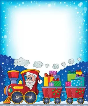 Frame with Christmas train theme - eps10 vector illustration. Stock Illustration