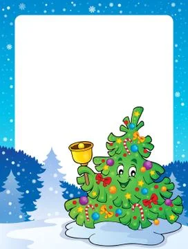 Frame with Christmas tree topic - eps10 vector illustration. Stock Illustration