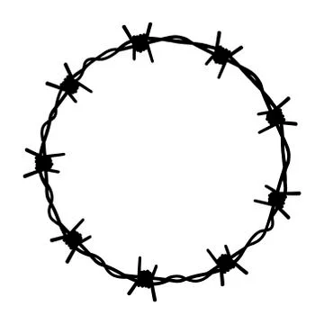 Frame circle from barbed wire. Vector fence illustration Stock Illustration