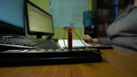 In the frame close-up of the red flash drive Stock Footage 105287397