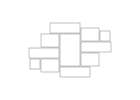 Frame collage from square and rectangle shape for photo, image template line  Stock Illustration