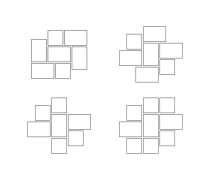 Frame collage from square and rectangle shape for photo, image template line  Stock Illustration