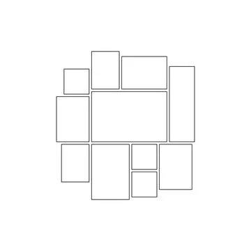 Frame collage from square and rectangle shape for photo, image template lin.. Stock Illustration