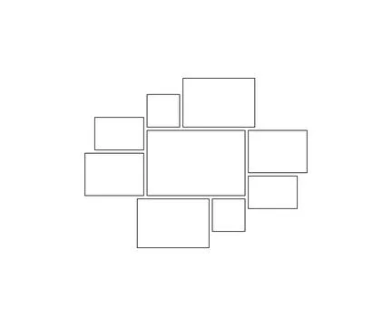 Frame collage from square and rectangle shape for photo, image template line  Stock Illustration