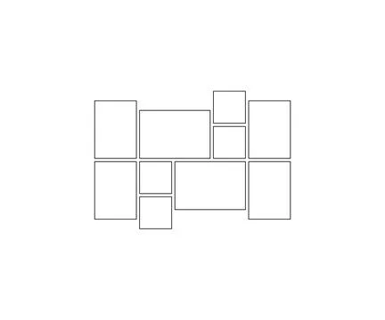 Frame collage from square and rectangle shape for photo, image template line  Stock Illustration