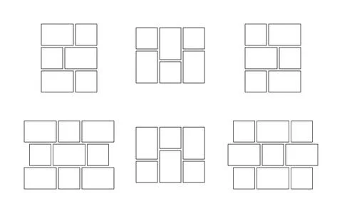 Frame collage from square and rectangle shape for photo, image template line  Illustrazione stock