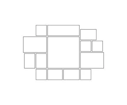 Frame collage from square and rectangle shape for photo, image template lin.. Stock Illustration