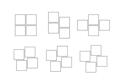 Frame collage from square shape for photo, image template line set. Mood bo.. Stock Illustration