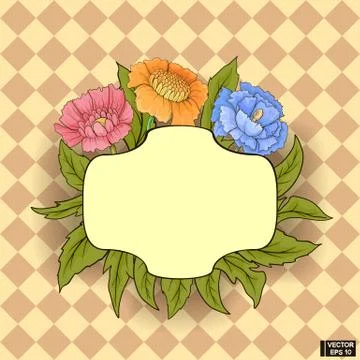 Frame with colored flowers Иллюстрация
