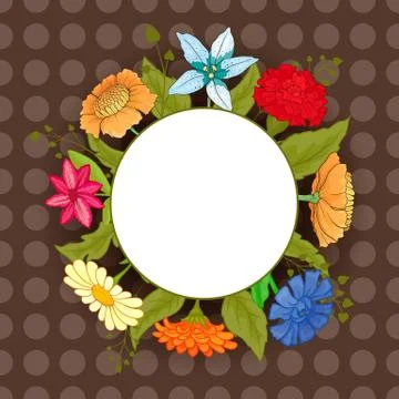 Frame with colored flowers Иллюстрация
