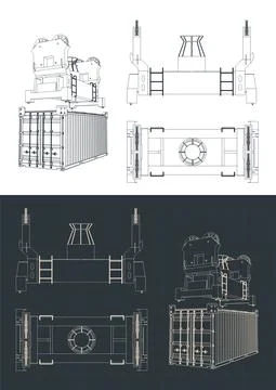 Frame Container Spreader blueprints Stock-Illustration