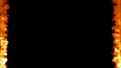 Frame for content of 2 fire lines burning on black Illustrazione stock