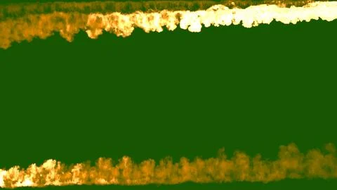 Frame for content of 2 lines of fire blazing on chroma key screen Illustrazione stock