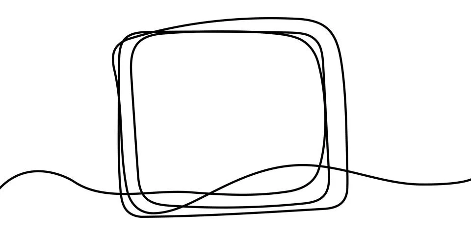 Frame continuous line vector square black border art one pencil doodle Stock Illustration