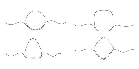 Frame continuous one line drawing in form circle, square, rtiangle, rhombus Stock Illustration