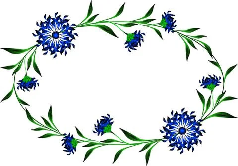 Frame with cornflowers in the shape of a circle Illustrazione stock