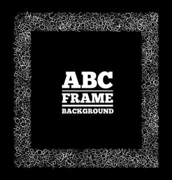 Frame created from the letters of different sizes. ABC text frame vector design Illustrazione stock
