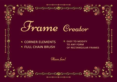 Frame creator with jewelry elements, pattern brush Stock Illustration