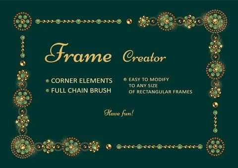 Frame creator with jewelry elements, pattern brush Illustrazione stock