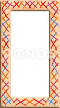 Frame with Crossed Brush Strokes Pattern on Beige Grid Background PSD Template
