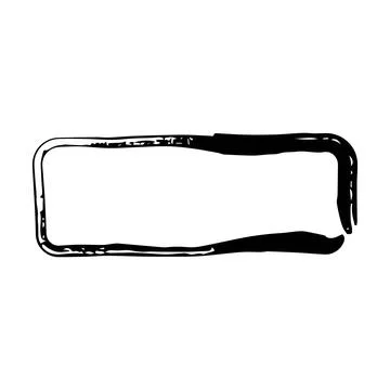 Frame curved rectangle elongated texture element, outline border grunge sha.. Illustrazione stock
