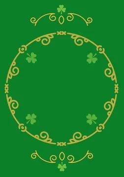 Frame decorated with multiple clover pattern on green background 스톡 일러스트