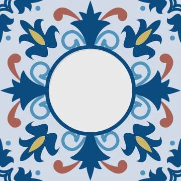 Frame with decorative tile background. Stock Illustration