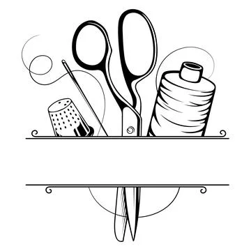 Frame design for cutting and sewing Stock-Illustration