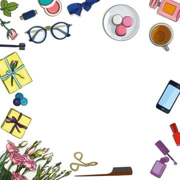 Frame of different elements of artist Illustrazione stock