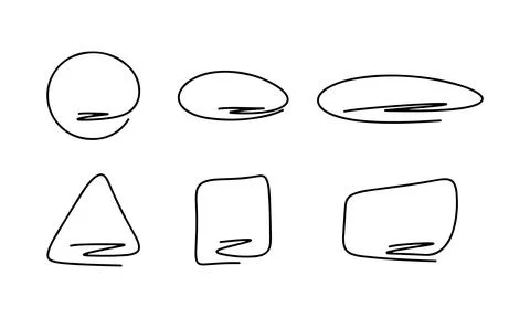 Frame of different shapes for text, hand drawn doodle line set. Scribble of c Stock Illustration